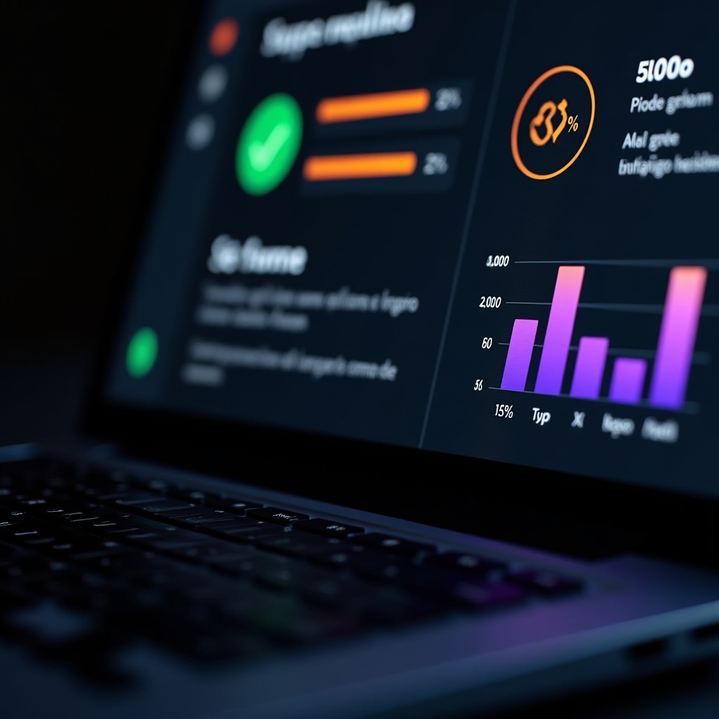Interfaccia digitale con grafici e feedback colorati su decisioni finanziarie